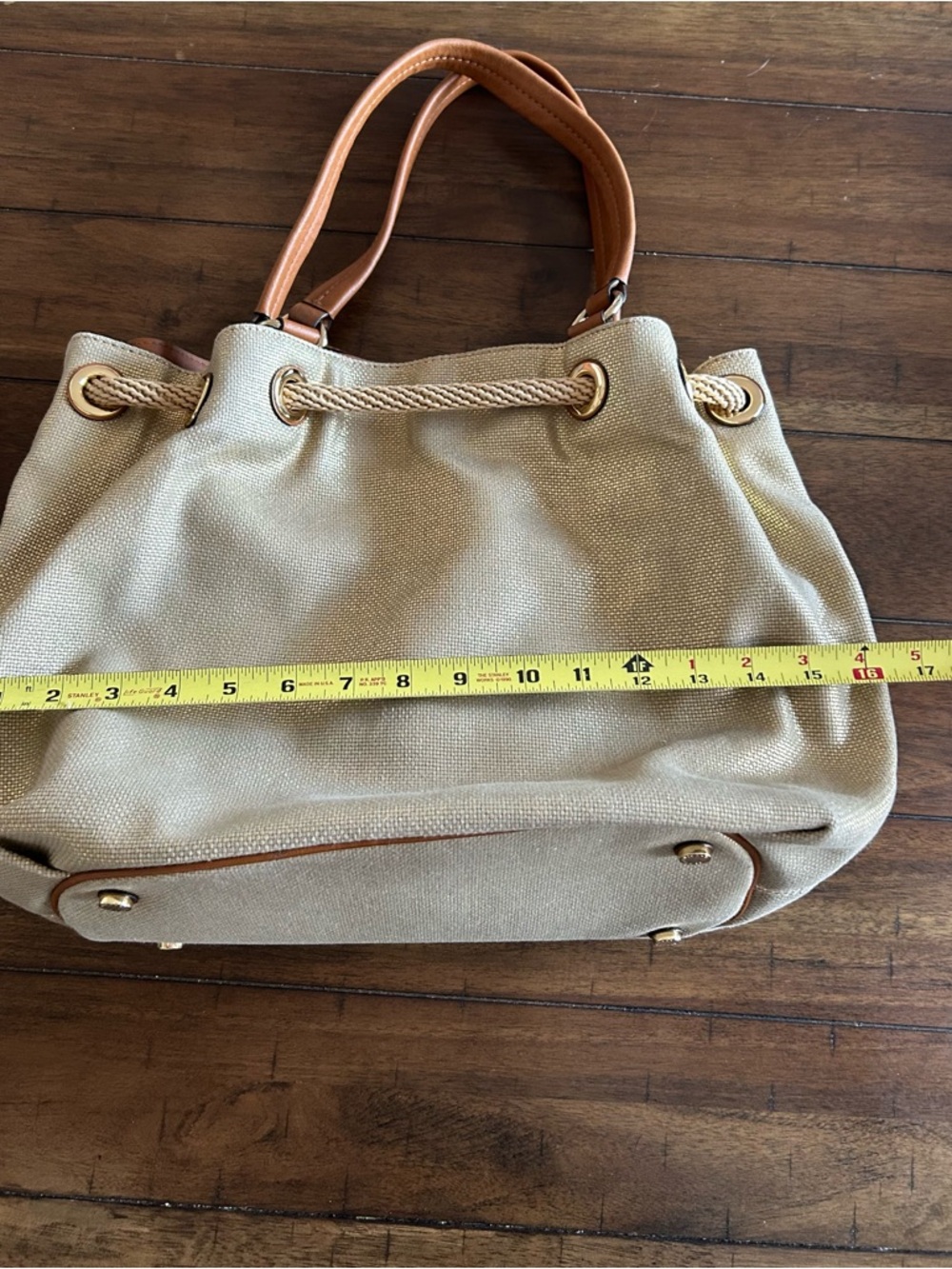 Michael Kors Medina Large Gathered Tote Shoulder Bag Metallic Gold MSRP 298.00 - Picture 13 of 16